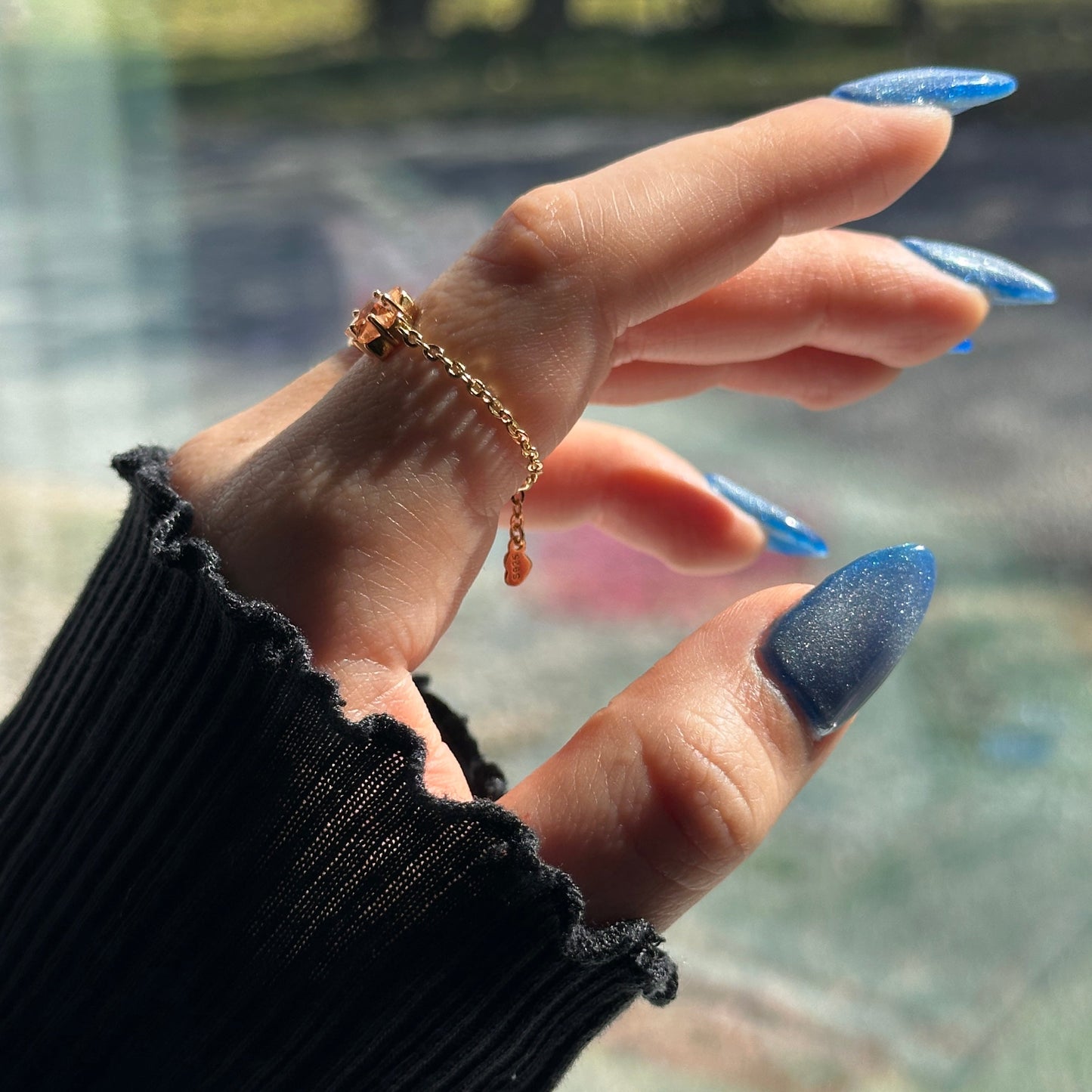 North Star Chain Ring- Citrine Gold
