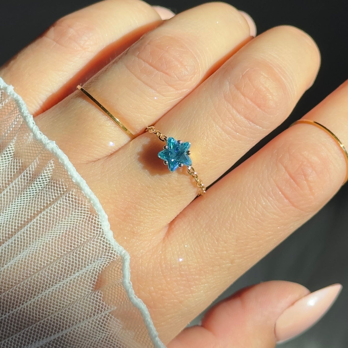 North Star Chain Ring- Gold