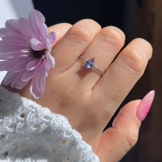 NEW! Dusty Lavender Self-Love Chain Ring- Dainty