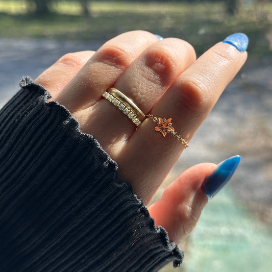 North Star Chain Ring- Citrine Gold